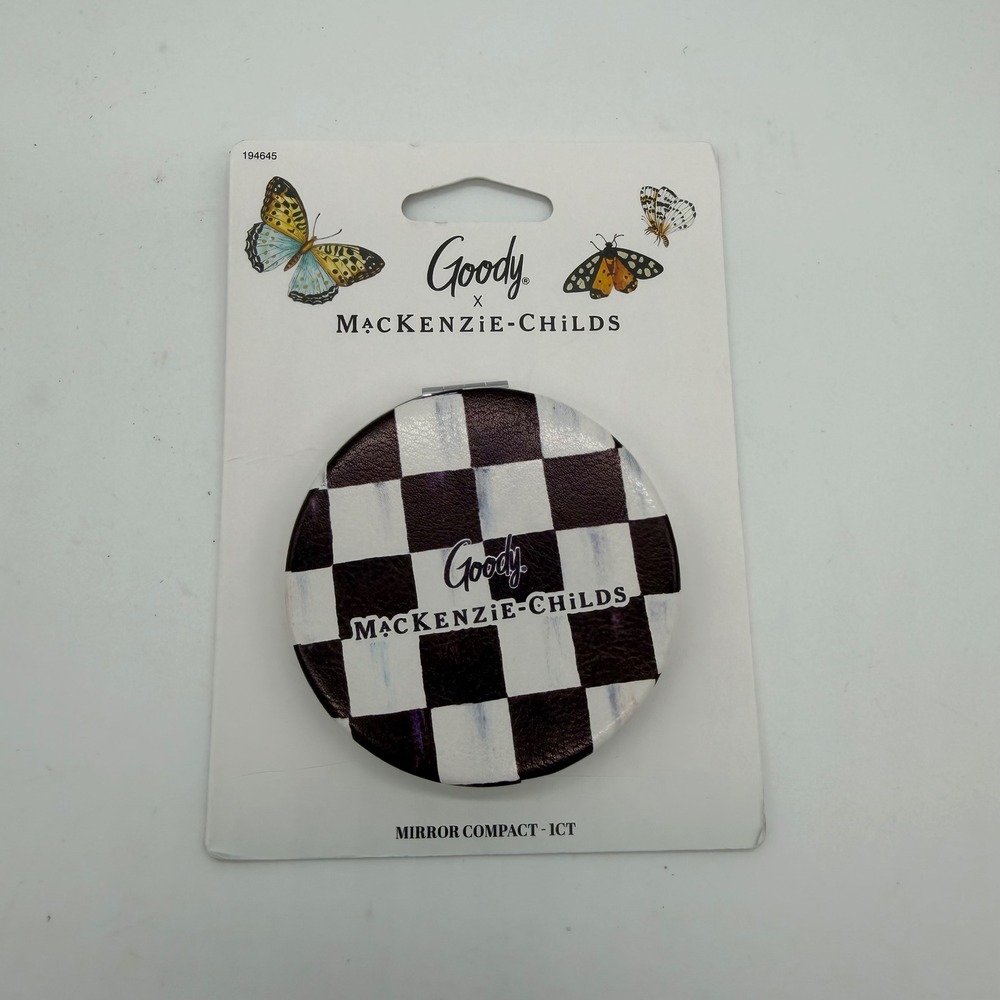 Goody x MacKenzie-Childs Mirror Compact Courtly Check Black White Limited Ed